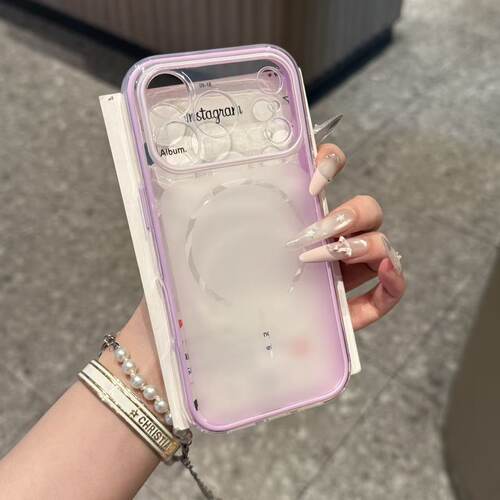 紫色秒变17透明壳适用苹果17/16promax撞色二合一TPU手机壳iPhone15pro简约高级感14/13pro全包防摔12男女11