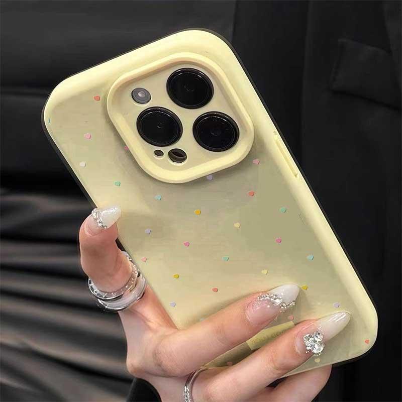 满屏彩色爱心适用苹果17/16promax精孔手机壳iPhone16pro新款15/14plus防摔13pro全包12pro防摔AIR硅胶软壳11