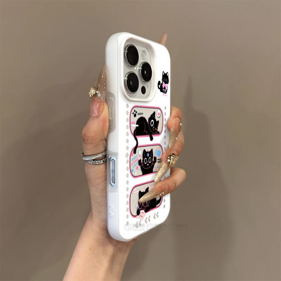 星星猫咪ins风果冻二合一适用苹果17promax手机壳16plus磨砂肤感iPhone17pro全包防摔16/15/14/13/12女款AIR