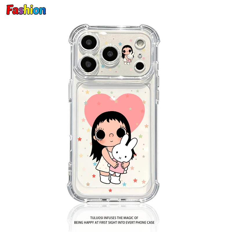 满屏星星抱兔小玉适用苹果17promax四角防摔气囊手机壳iPhone16/15适用vivo适用华为P70适用小米17适用oppo套