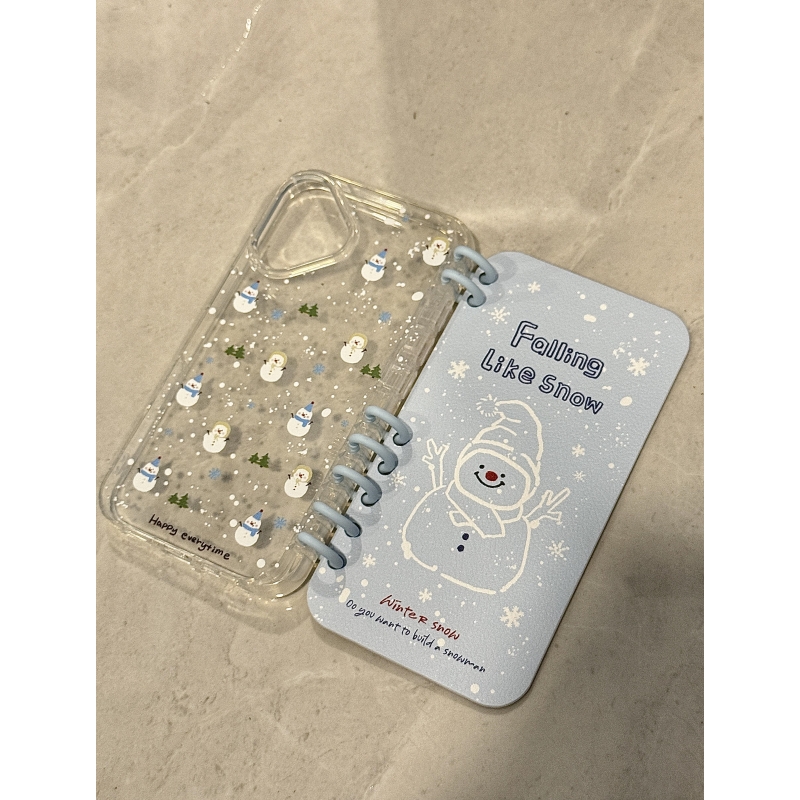 ins冬日雪花雪人适用苹果17promax翻盖手机壳iPhone16/15/14pro可爱卡通14/13/12/11小众创意13pro防摔AIR软