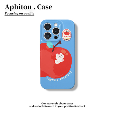 蓝底苹果猫咪适用iPhone17/16pro苹果17promax菲林手机壳15/14pro全包防摔13pro华为P70vivo小米17oppoAIR套