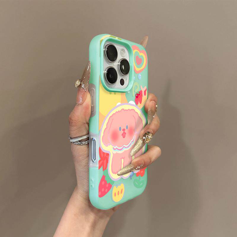 涂鸦多巴胺小狗适用苹果17promax肤感果冻二合一17/16/15/14plus磨砂套iPhone17pro/16/15/14/13/12/11手机壳