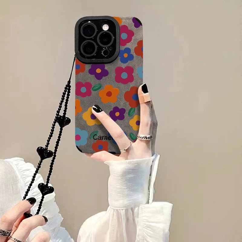 彩色花朵链条适用于苹果17promax瞳眼翻毛皮手机壳iPhone17/16/15/14pro小清新14/13/12/11全包防摔13pro新款,3C数码配件,手机保护套/壳,淘宝优惠券,粉丝福利购,淘宝优惠卷