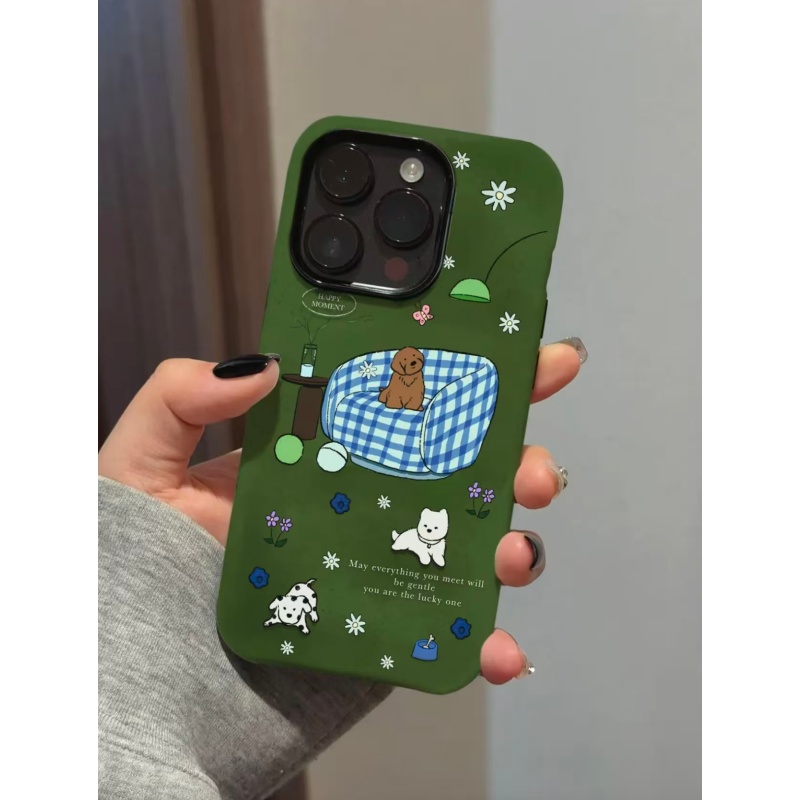踏春小狗适用苹果17/16promax菲林二合一手机壳iPhoneAIR小众15/14/13pro创意vivo华为P70小米15oppo防摔套壳
