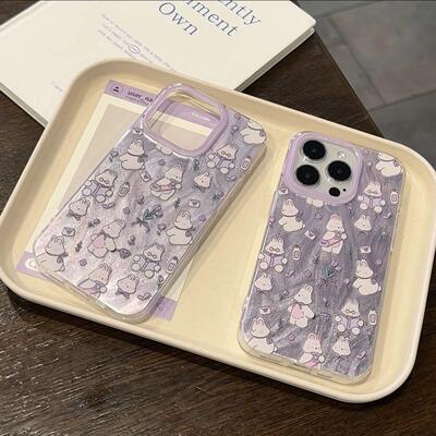 紫色背包兔子适用适用iPhone16pro苹果16promax羽纱手机壳16/15plus全包1314pro华为P70vivo小米15oppo女款套
