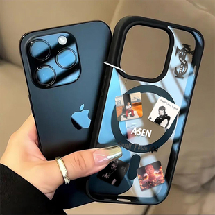 11全包防摔16 透明保护套 stk歌词专辑适用苹果17promax磁吸手机壳iPhone16亚克力15 14plus个性