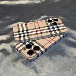 简约格子纹适用iPhone16pro苹果16promax菲林手机壳16/15/14plus全包13/12/11华为P70vivo小米15oppo防摔保护