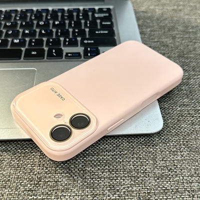 粉色大视窗液态AI按键适用苹果17promax手机壳iPhoneAIR新款12/13/14/15/16promax简约风17pro全包防摔保护套