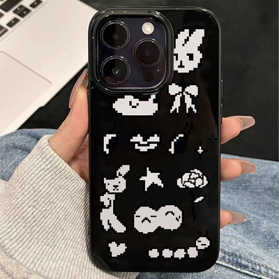 卡通像素图案适用iPhone16pro苹果16promax果冻手机壳15/14pro全包13/12/11华为P70vivo小米15oppo新款xr软套
