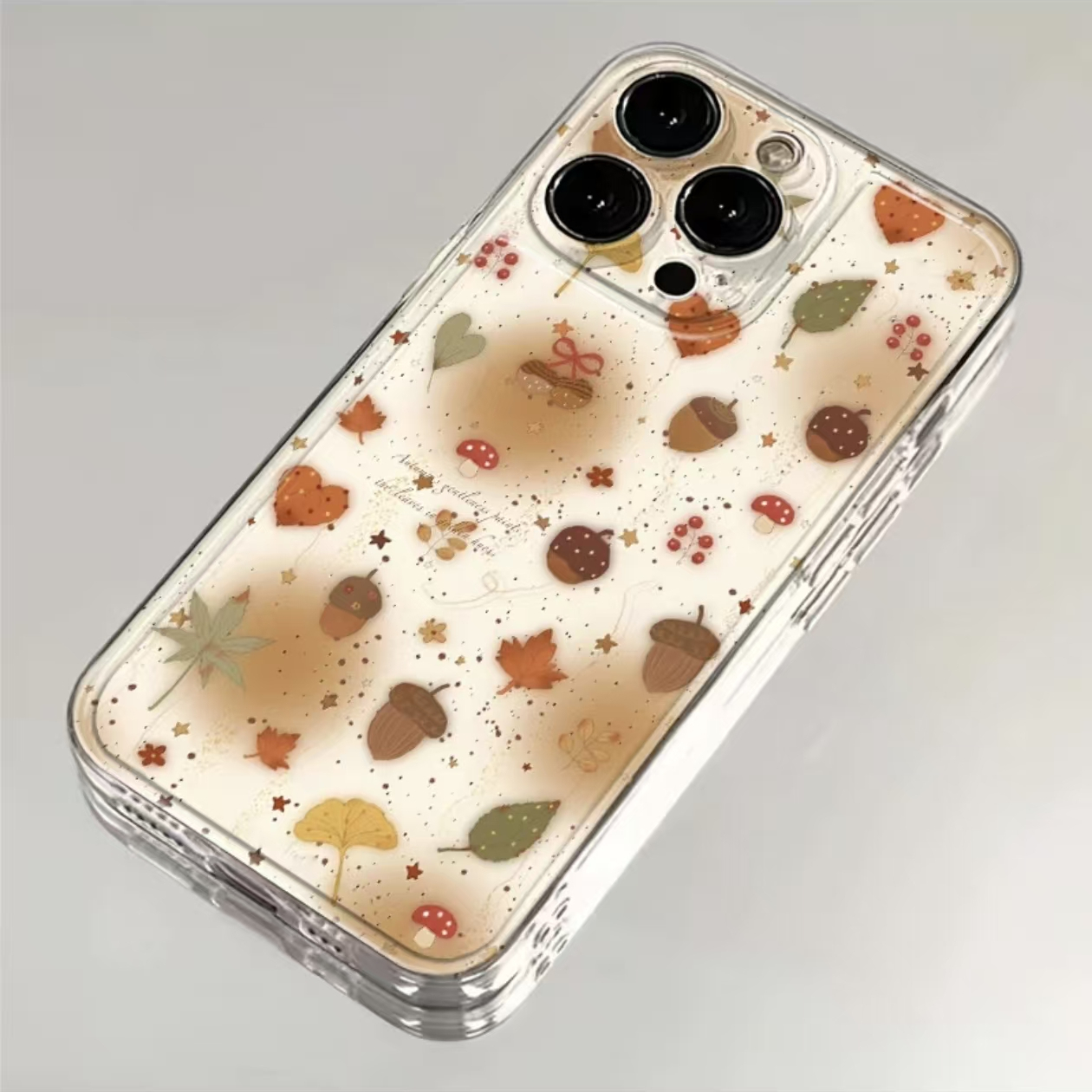 秋冬泼墨落叶适用苹果17promax太空手机壳iPhone16/15/14/13/12全包透明AIR华为P70vivo小米15oppo防摔软壳潮