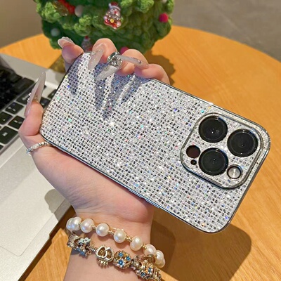 轻奢银色小香风细闪适用苹果17promax手机壳iPhoneAIR超薄16/15/14/13pro全包防摔vivo华为P80小米15oppo女款