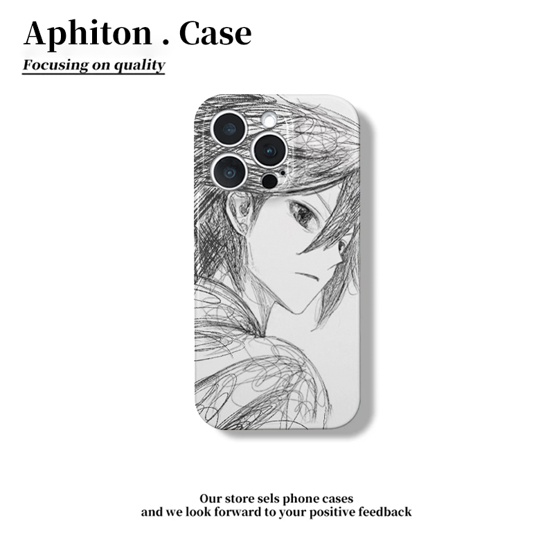 线稿素描萧炎适用iPhone16pro苹果17promax菲林手机壳16/15/14plus小众创意13/17pro华为P70vivo小米15oppo套