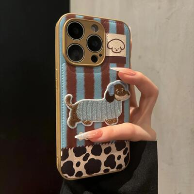 条纹小狗适用苹果17promax气垫手机壳iPhone17/16pro新款15/14/13promax全包防摔vivo华为P70小米17oppo男女