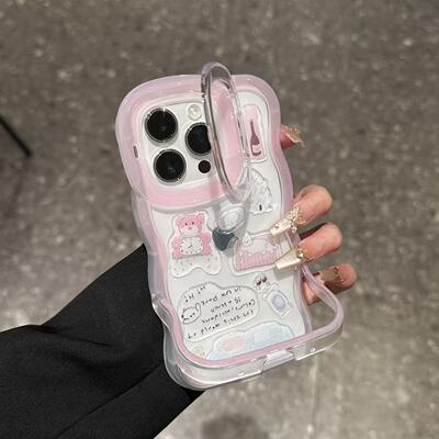 DIY滴胶雪人果冻贴适用苹果16promax手机壳iPhone15/14/13pro情侣款14plus板凳双支架挂绳vivo华为小米15oppo