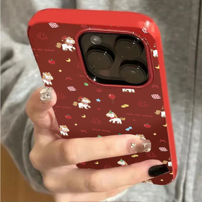 新年小马适用苹果17/16promax果冻手机壳iPhone17/16pro新款15plus小众创意14/13pro全包防摔12男女11软套xr