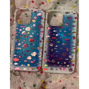 镭射梦幻鱼群适用苹果17promax冰川手机壳iPhone16/15小众创意14/13pro多巴胺AIR华为P70vivo小米15oppo女款