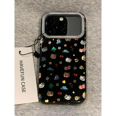 玫瑰花猫咪插画适用苹果17promax冰川手机壳iPhone16/15/14/13pro小众创意11AIR华为P70vivo小米15oppo女款套