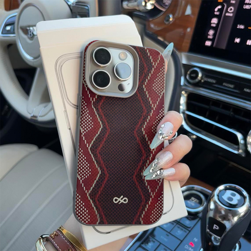 赤色蛇皮纹适用苹果17promax荔枝纹手机壳iPhone16/15pro新款14plus全包13promax磨砂肤感12pro皮质软壳AIR套