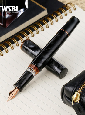 官方旗舰店twsbi三文堂新品Obsidian黑玛瑙古铜限量版大容量活塞上墨钢笔深邃黑曜石男女士高端商务送礼练字