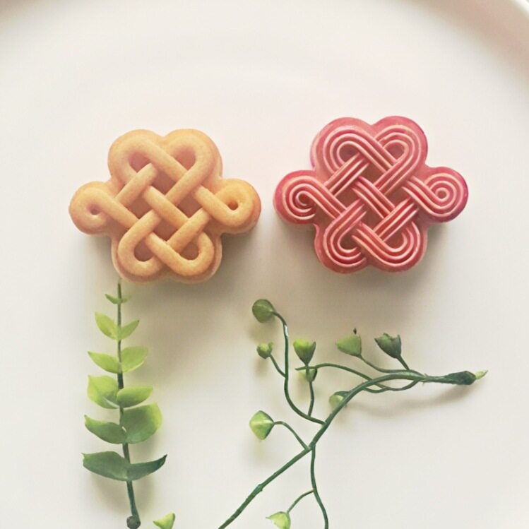 2026年新款 50g立体手压式中国结形状绿豆糕八珍糕月饼烘焙模具