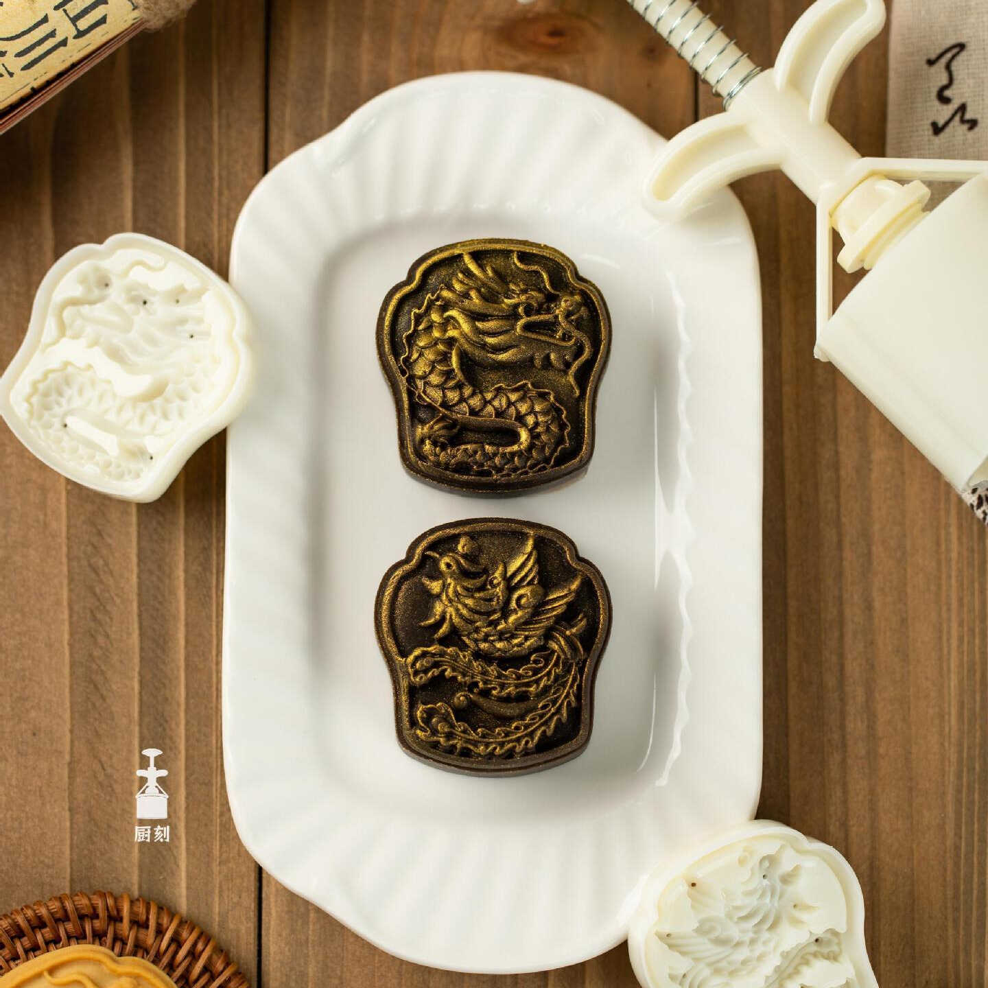 三木原创75克龙飞凤舞月饼模具立体中国风手压式凤梨酥绿豆饼模