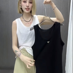 欧货洋气女装黑白宽松版背心打底衫内搭时尚外穿简约时尚百搭大码