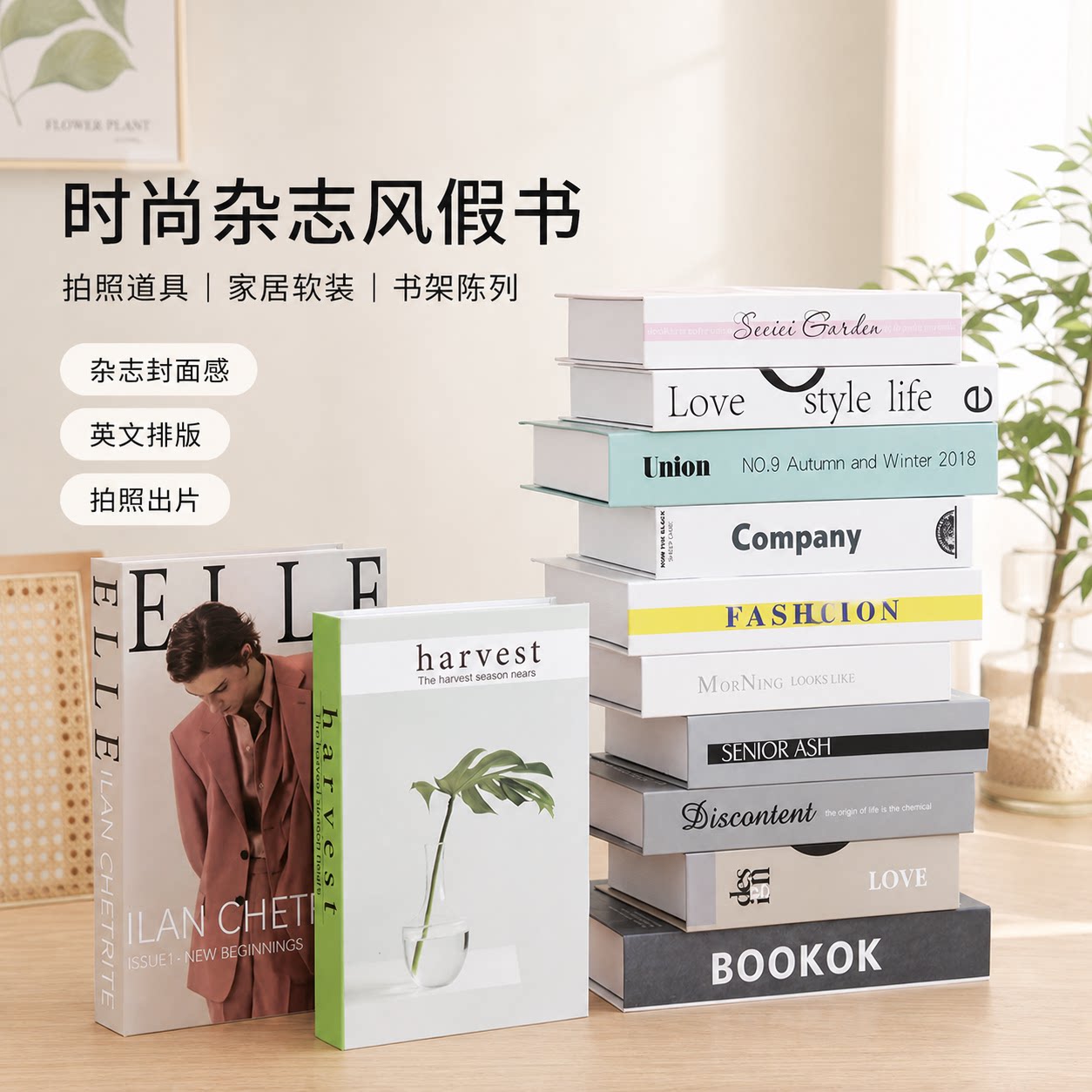 假书摆件装饰仿真书壳家居创意北欧风格客厅书架陈列拍照摄影摆设