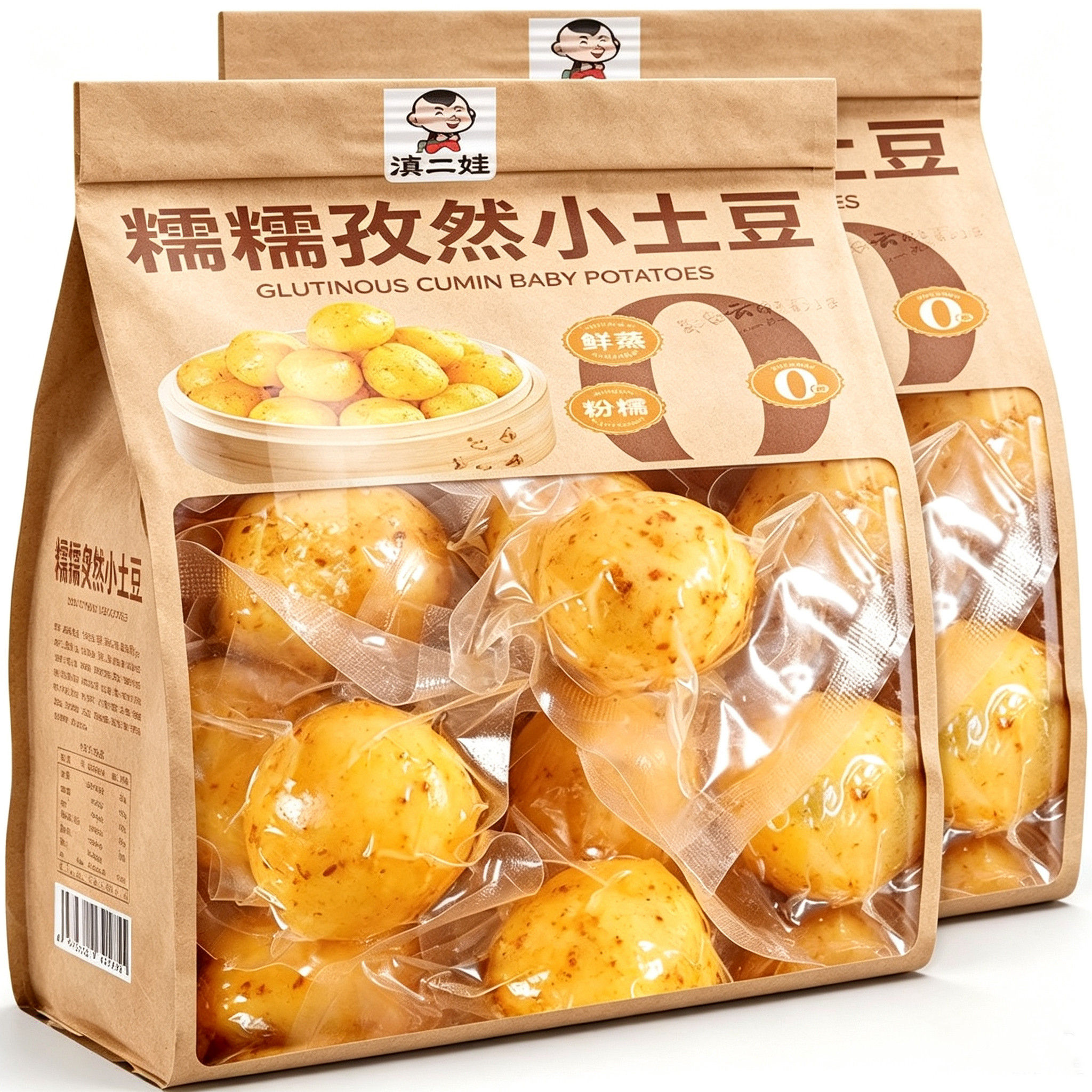 滇二娃鲜蒸孜然小土豆即食0脂黑蔬菜干