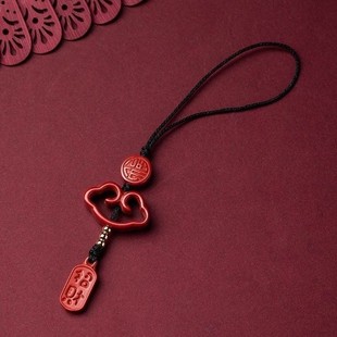 朱砂帝王砂招财纳福吊牌如意小巧网红装 饰手机链钥匙扣挂件女祥云