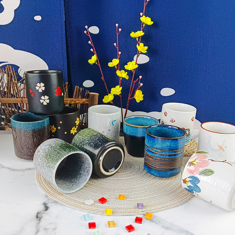 日式釉下彩陶瓷茶杯餐厅泡茶水杯