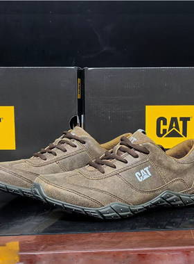 CAT/卡特头层牛皮英伦男式户外休闲皮鞋轻便跑鞋真皮耐磨防滑男鞋
