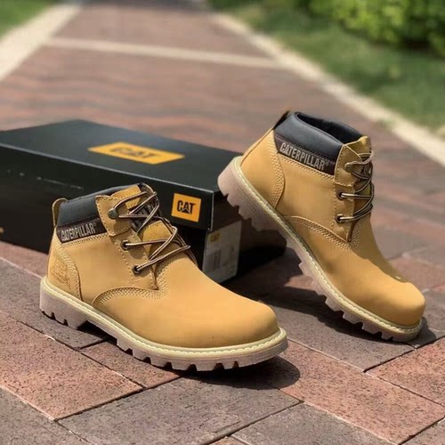 CAT/卡特头层磨砂牛皮中帮户外休闲皮鞋工装靴真皮短靴马丁靴男鞋