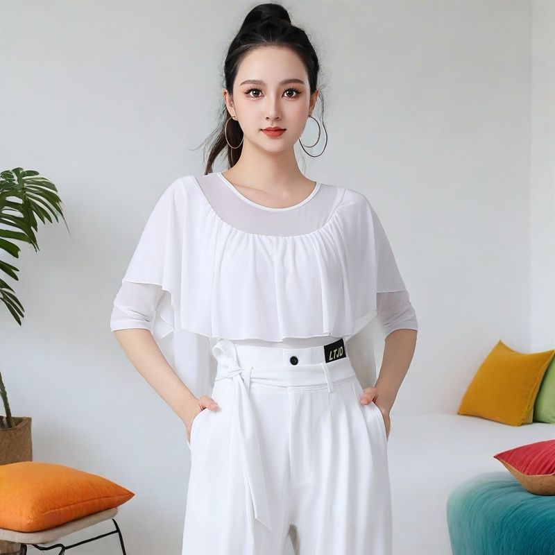 拉丁舞上衣女摩登舞练功服
