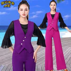 马甲女2023广场舞吉特巴跳舞马甲洋气拉丁舞国标舞坎肩摩登舞上衣