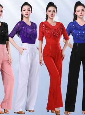 跳舞衣服新款广场舞上衣水兵舞吉特巴表演服三步踩时尚流苏舞蹈服