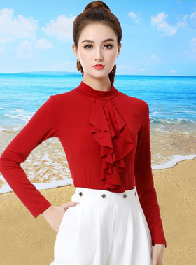 杨不不水兵舞服装女夏季圆领波浪衫短袖广场舞吉特巴三步踩跳舞衣