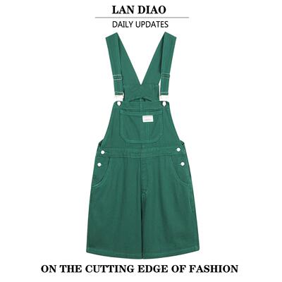 绿色减龄牛仔背带裤夏季2022年