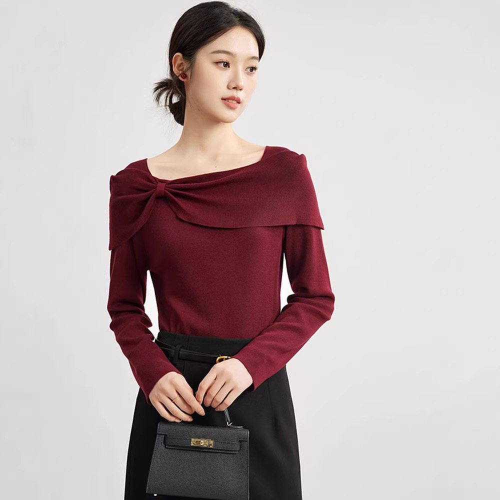 2026法式一字肩时尚上衣减龄套头打底衫羊毛长袖针织衫,女装/女士精品,T恤,淘宝优惠券,粉丝福利购,淘宝优惠卷