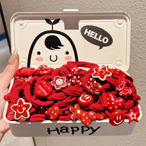 安可拉红儿童新年红色头绳发圈