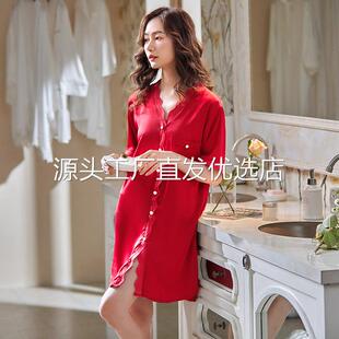 丝绸短袖 睡衣女夏性感冰丝薄款 带花边性感睡裙女士家居服