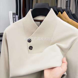 点击率男装围巾领德绒两粒扣加厚长袖男士潮流卫衣亲肤保暖打底衫