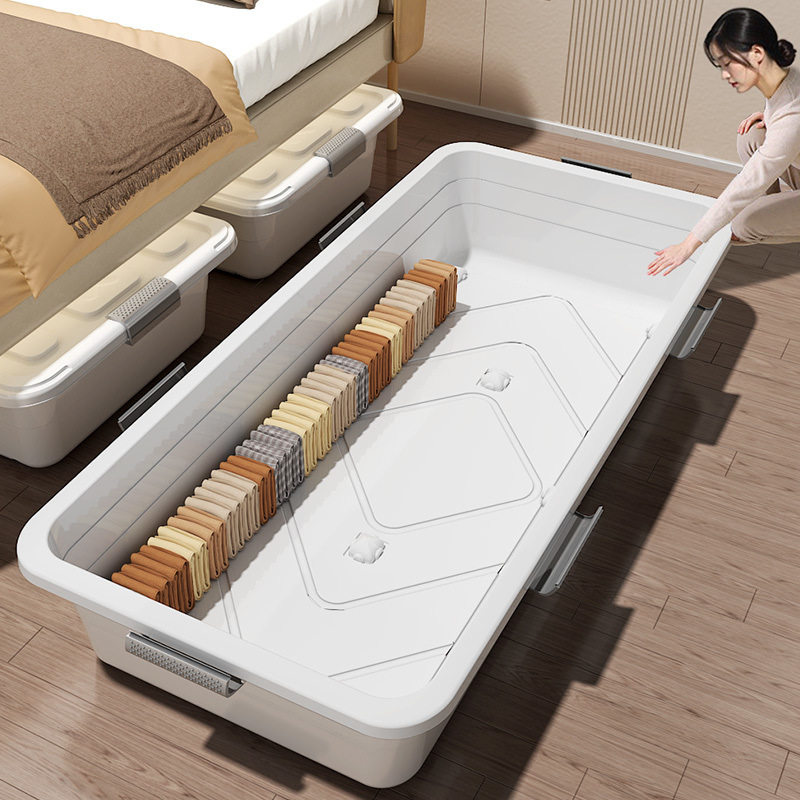 床底收纳箱带轮抽屉式塑料特大号床下玩具衣服被子扁平整理储物箱
