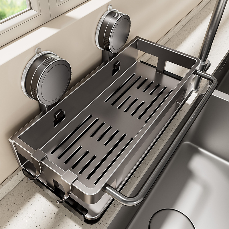 吸盘厨房置物架抹布收纳沥水架海绵壁挂架子免打孔水龙头水槽神器