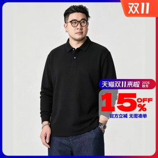 GxxH潮牌大码老钱风长袖POLO秋季宽松显瘦亲肤休闲翻领胖子保罗衫