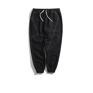 GxxH大码潮牌男装 秋冬宽松加肥加大号个性休闲黑色束脚牛仔裤