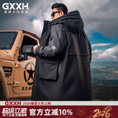 男装 胖子连帽撞色工装 加肥加大号男士 长款 外套 羽绒服冬季 GxxH大码
