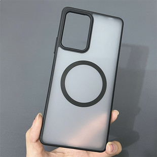 适用护甲磨砂红米note12Turbo手机壳冰晶透明红米k60/k60pro保护套防摔气囊肤感不沾指纹硬11简约magsafe磁吸