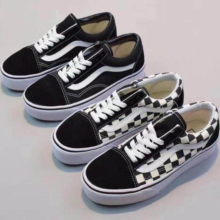 韩版黑白格低帮夏季棋盘格子帆布鞋男女透气休闲滑板鞋经典款板鞋