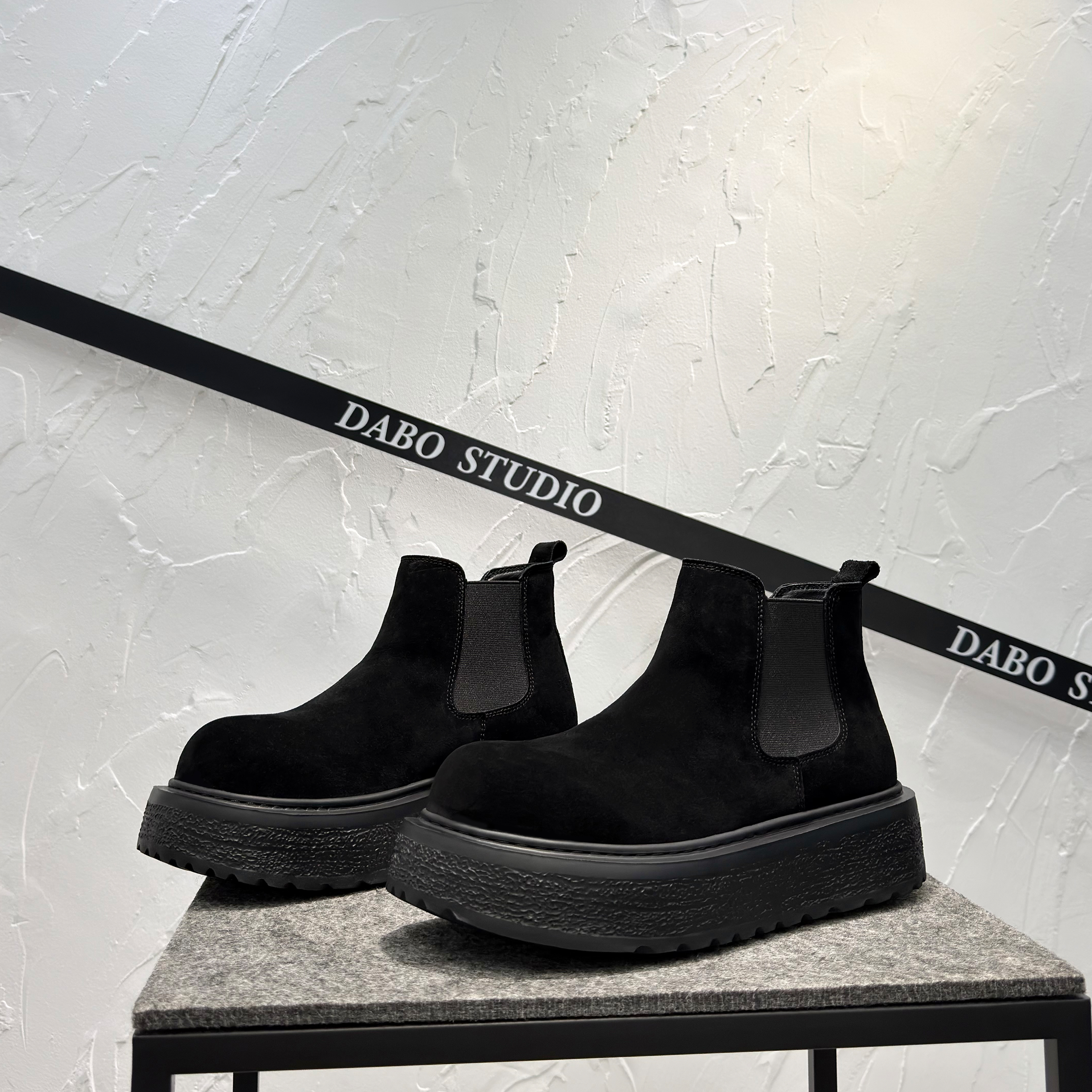 加绒保暖切尔西靴真皮高帮棉靴男